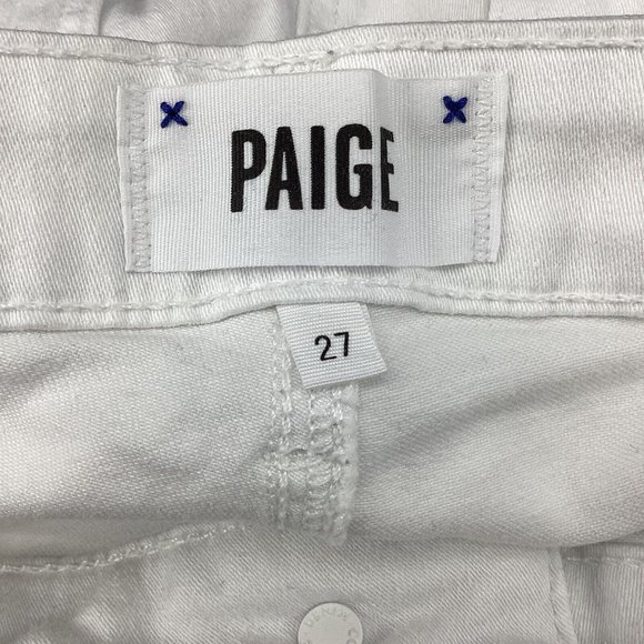 PAIGE Women’s Jimmy Jimmy Skinny Jeans Wreckage Distressed White Size 27 - Picture 2 of 9